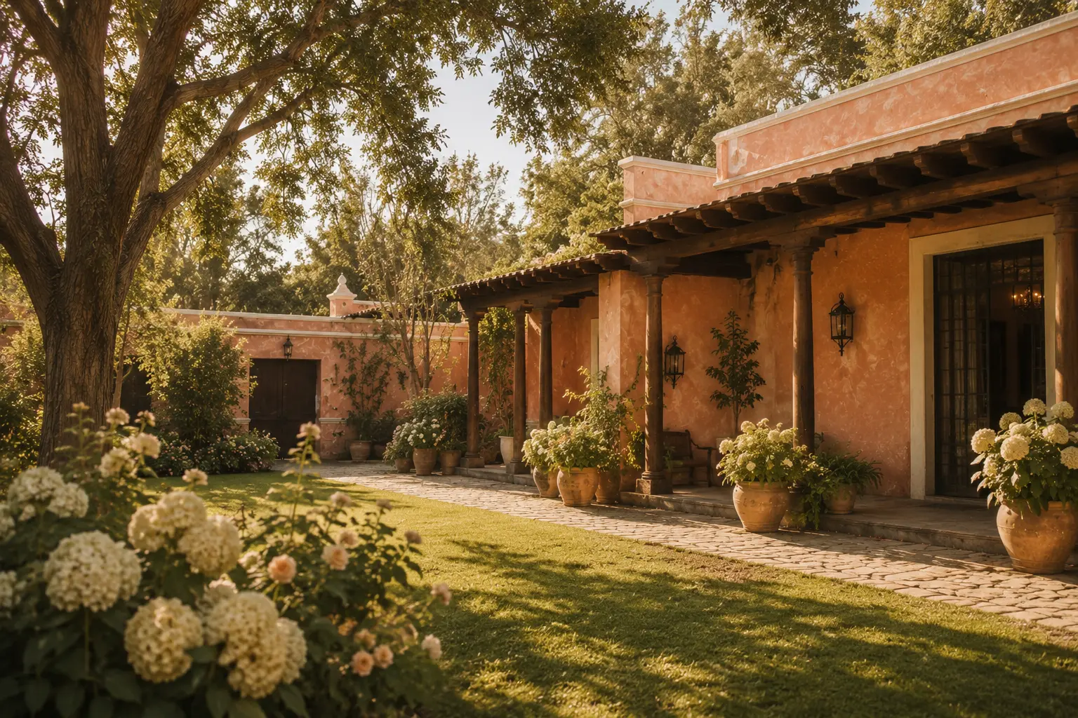 Ceremony aisle lined with flowers in a vineyard at golden hour